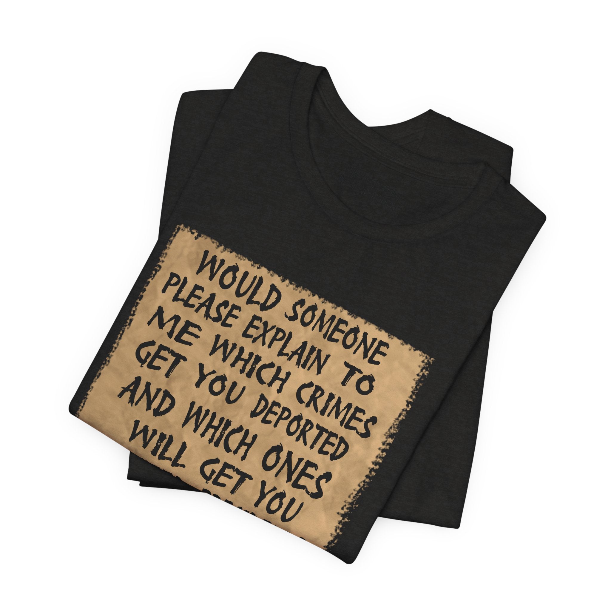 WHICH CRIMES T-SHIRT/BLACK HEATHER