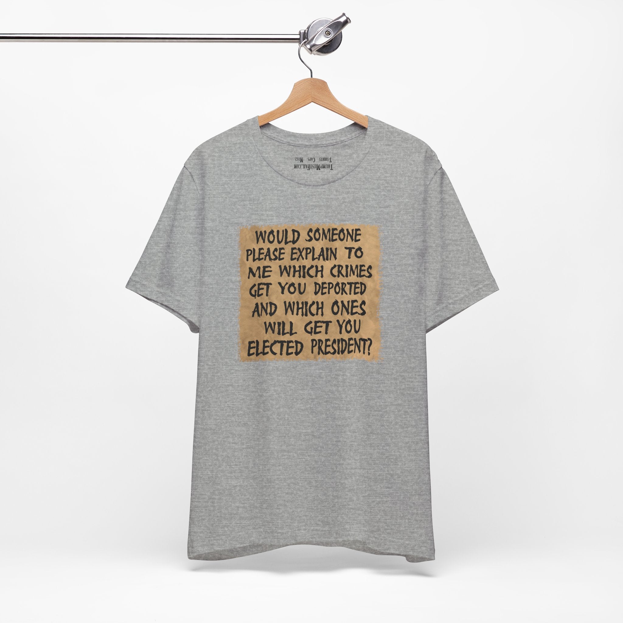 WHICH CRIMES T-SHIRT/ATHLETIC HEATHER