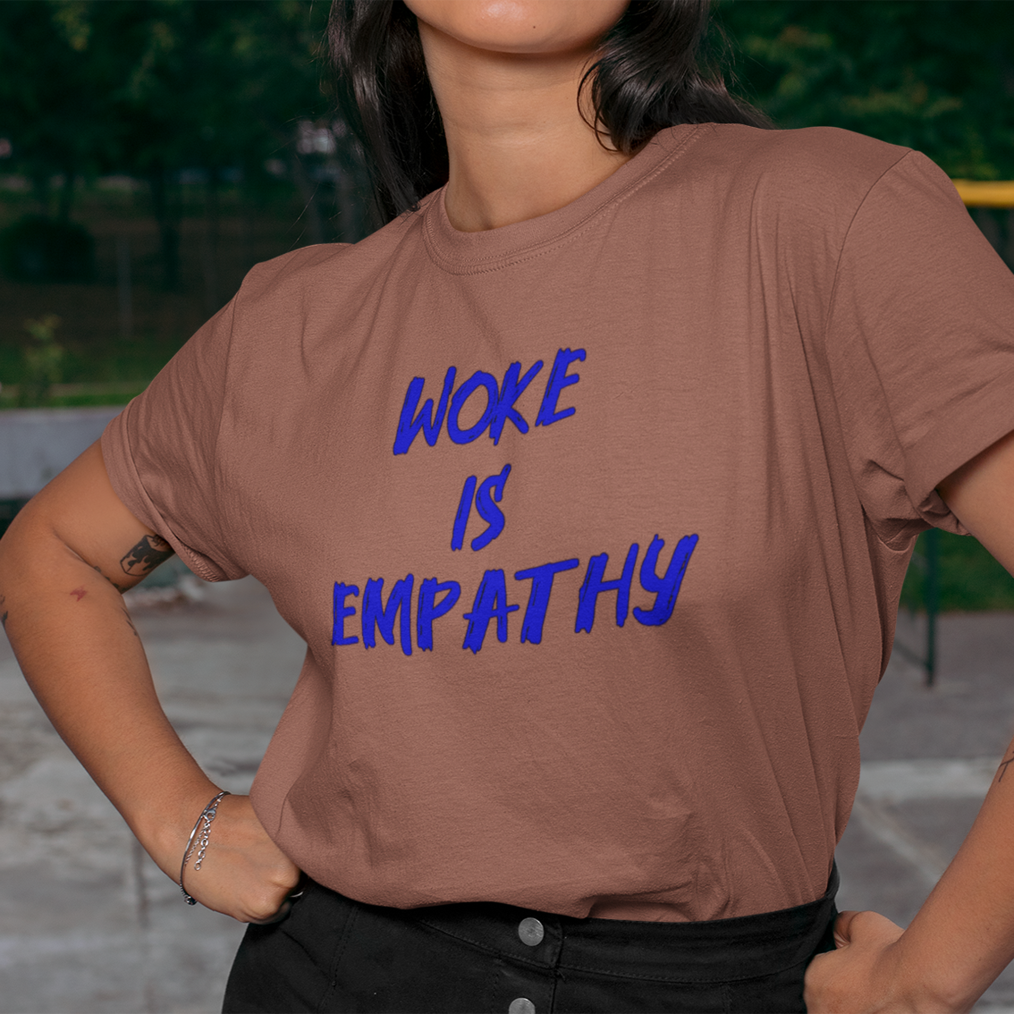 WOKE IS EMPATHY T-SHIRT/HEATHER  CLAY