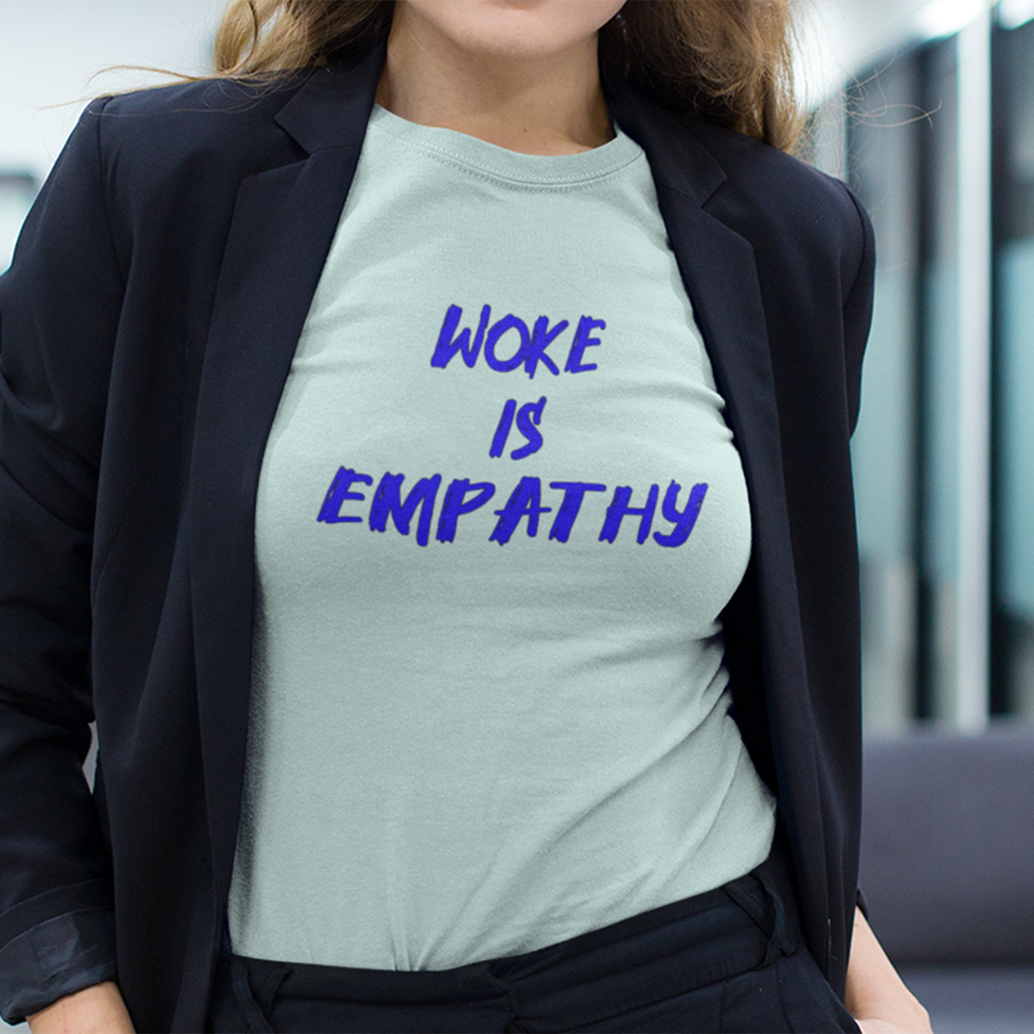WOKE IS EMPATHY T-SHIRT/HEATHER ICE BLUE