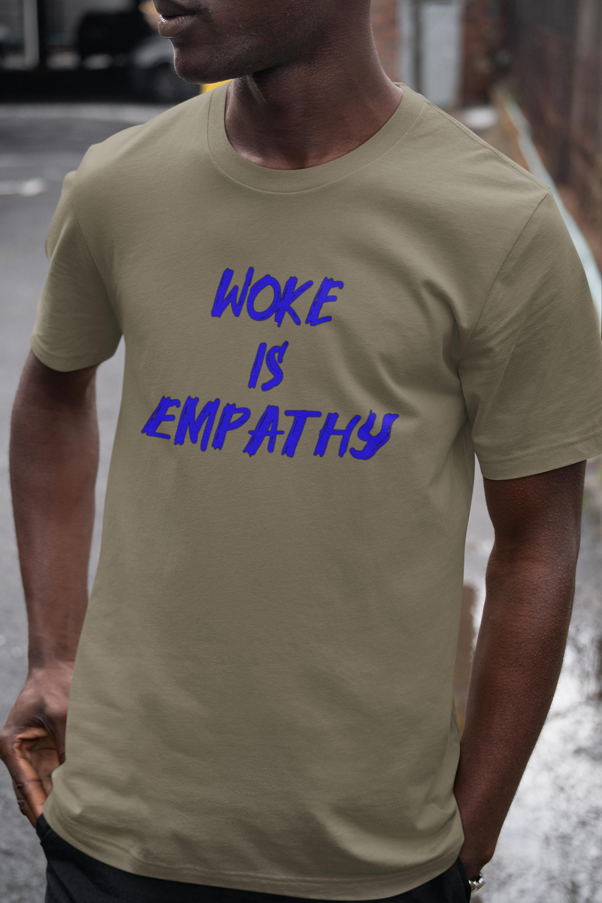 WOKE IS EMPATHY T-SHIRT/HEATHER OLIVE