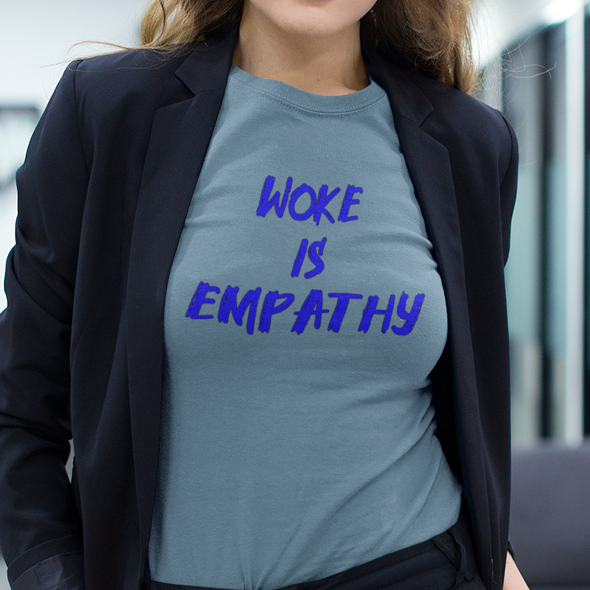 WOKE IS EMPATHY T-SHIRT/STEEL BLUE