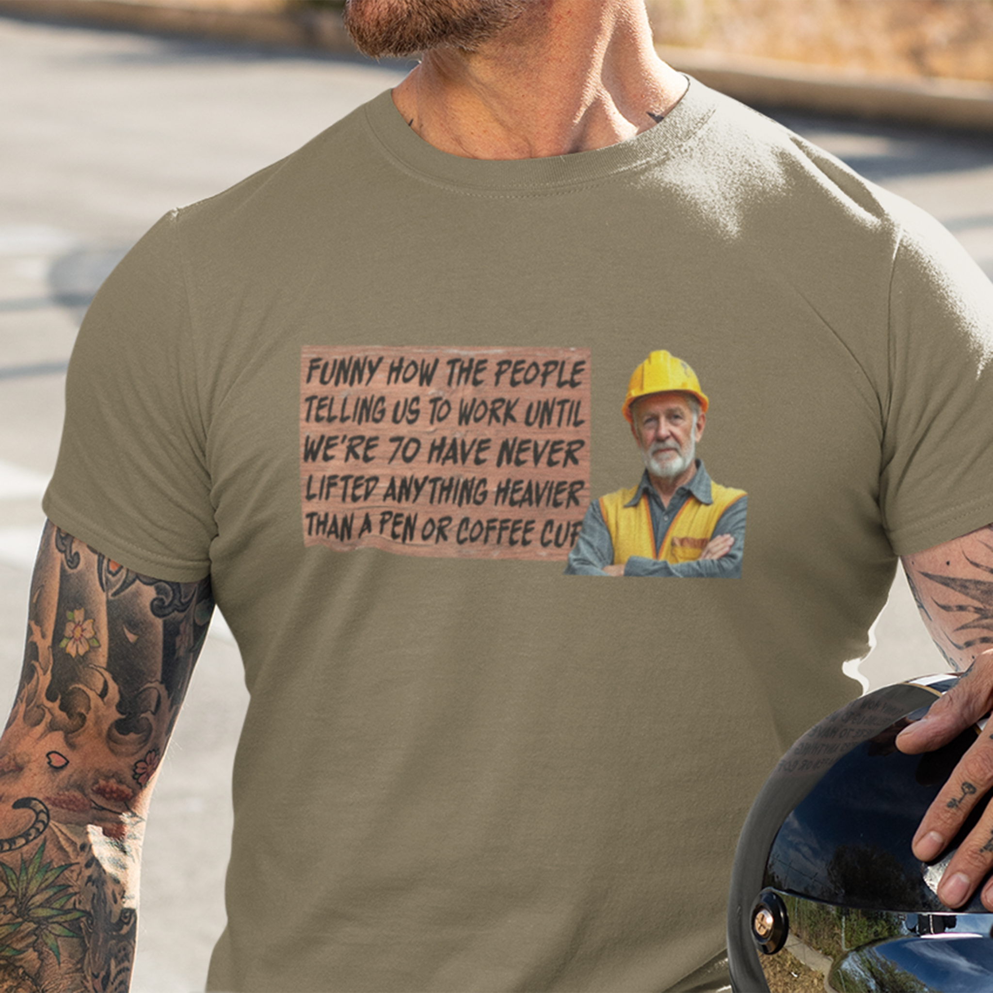 WORK UNTIL T-SHIRT/HEATHER OLIVE