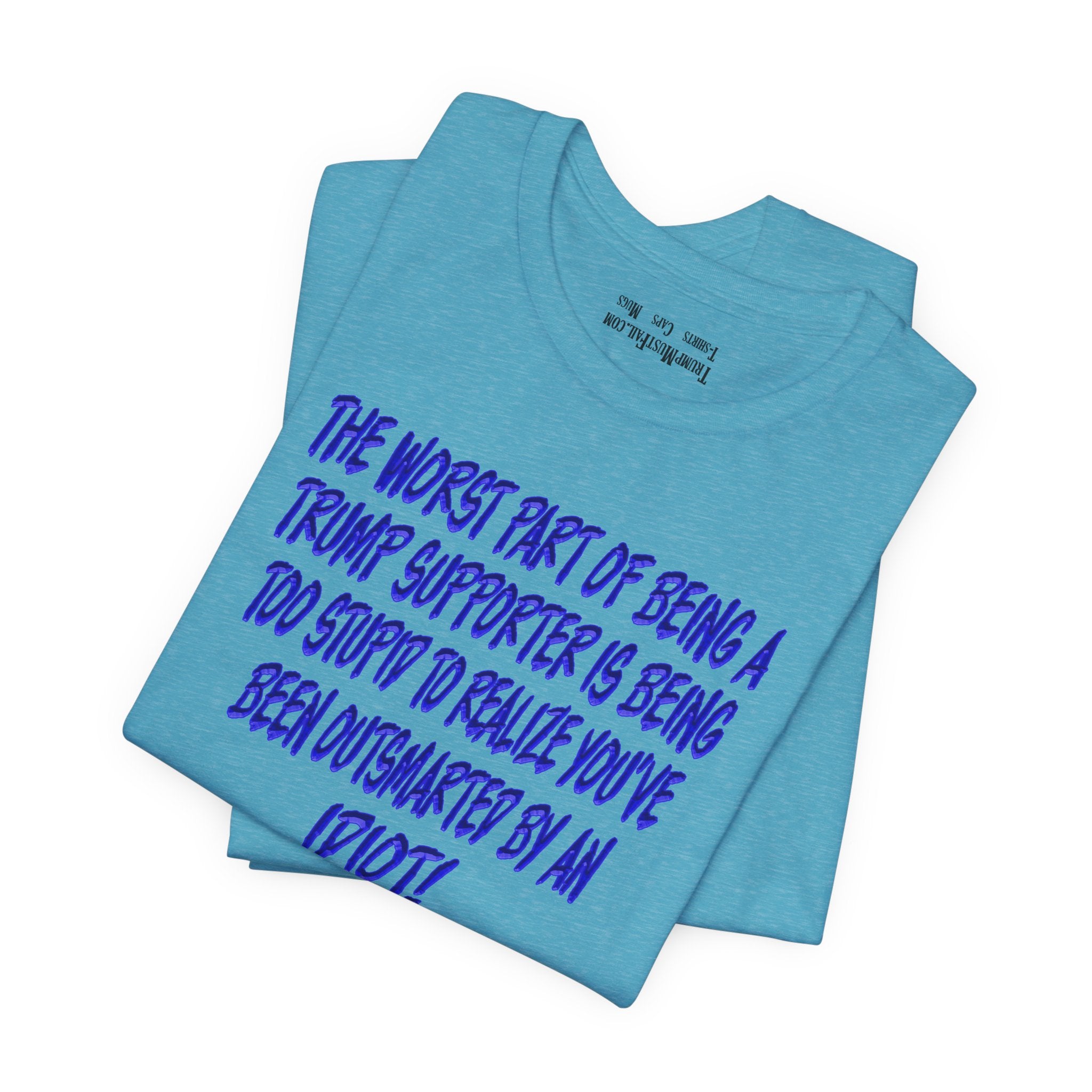 IDIOT BLUE T-SHIRT/HEATHER  AQUA