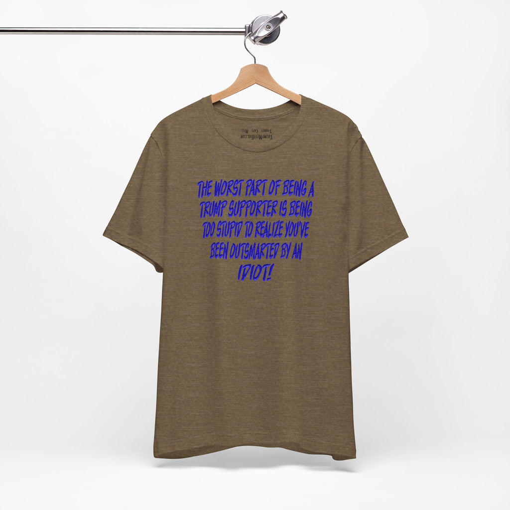 IDIOT BLUE T-SHIRT/HEATHER OLIVE