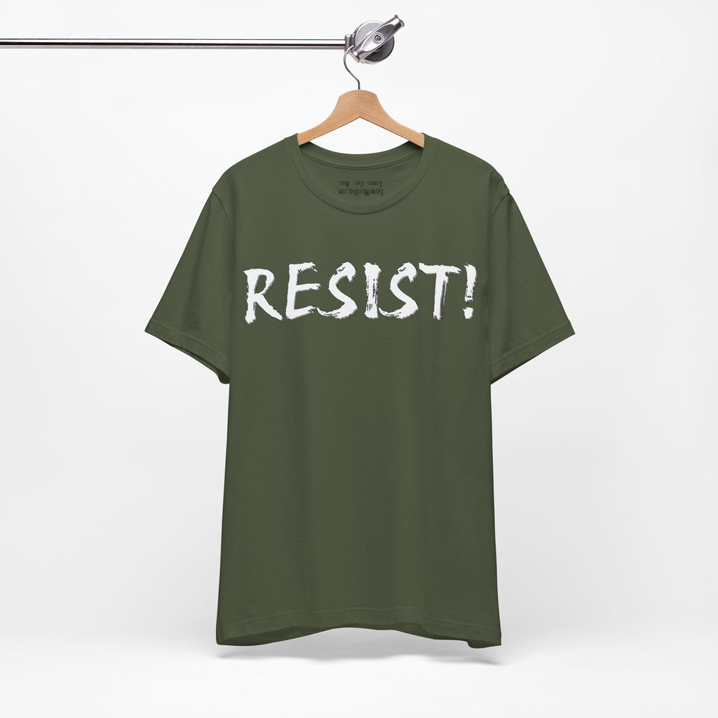 RESIST WHITE T-SHIRT/MILITARY GREEN